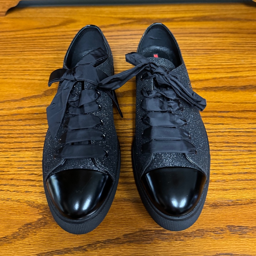 Prada Black Glitter Sneakers